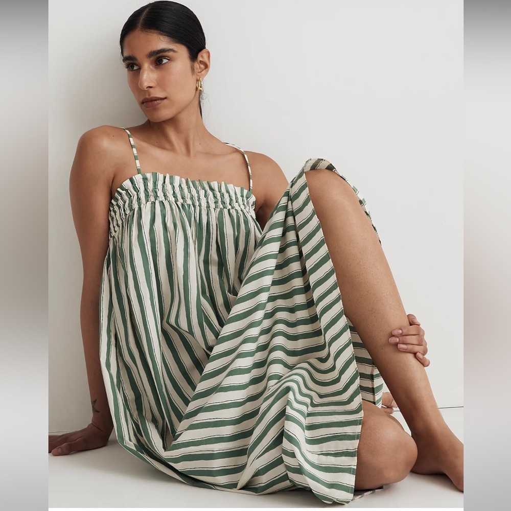 Madewell Poplin Ruffle A-Line Midi Dress 1X
